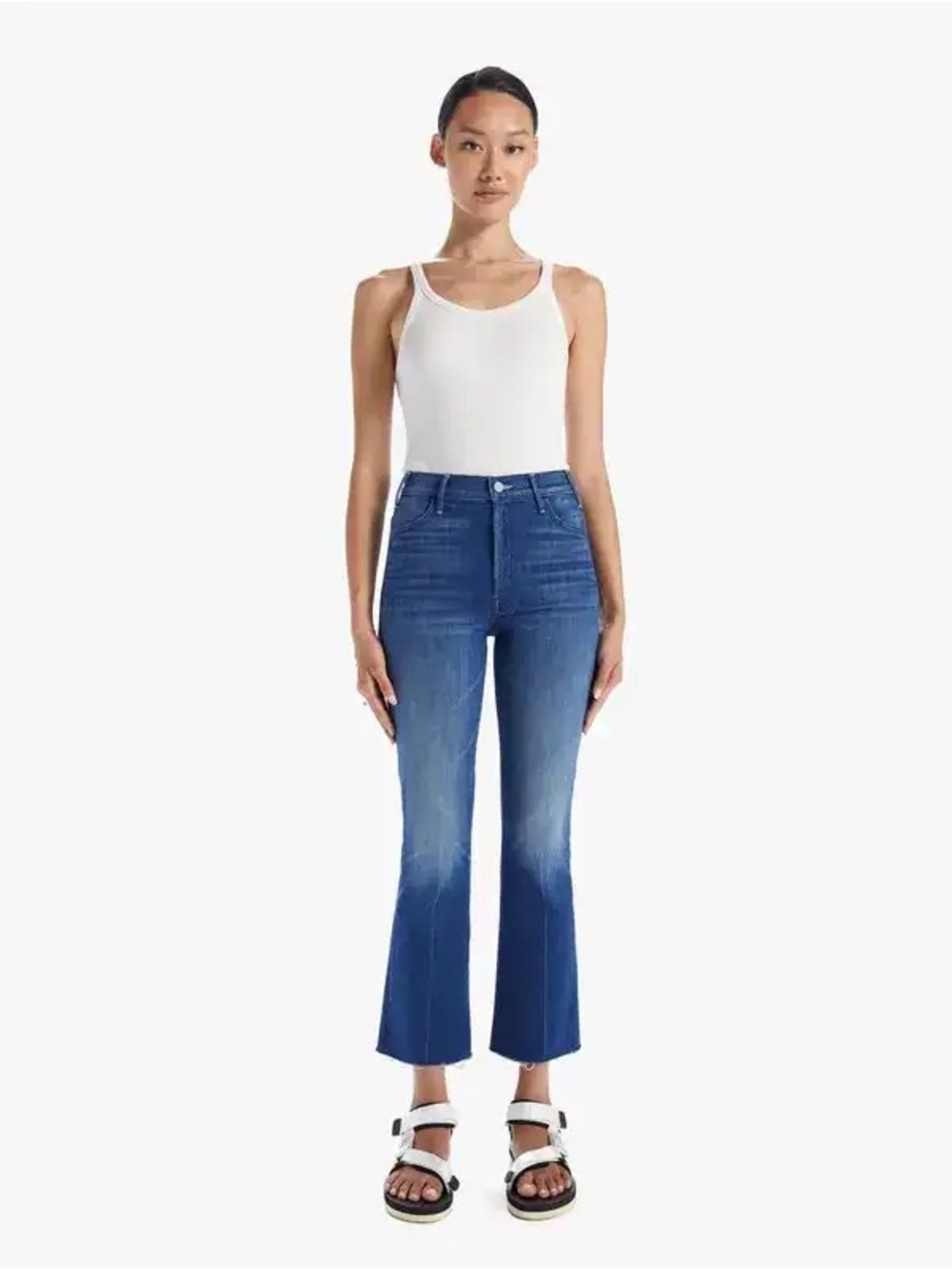 MOTHER denim “ The Hustler Ankle fray” in Squeeze It size 26 Cropped Jeans